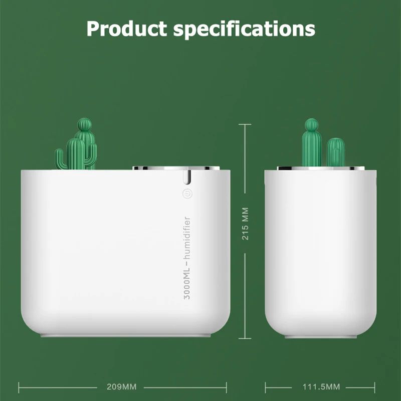 

Ultrasonic Air freshener Humidifier 3000ml Aroma Essential Oil Diffuser Usb Purifier Aromatherapy for Home Office Desktop