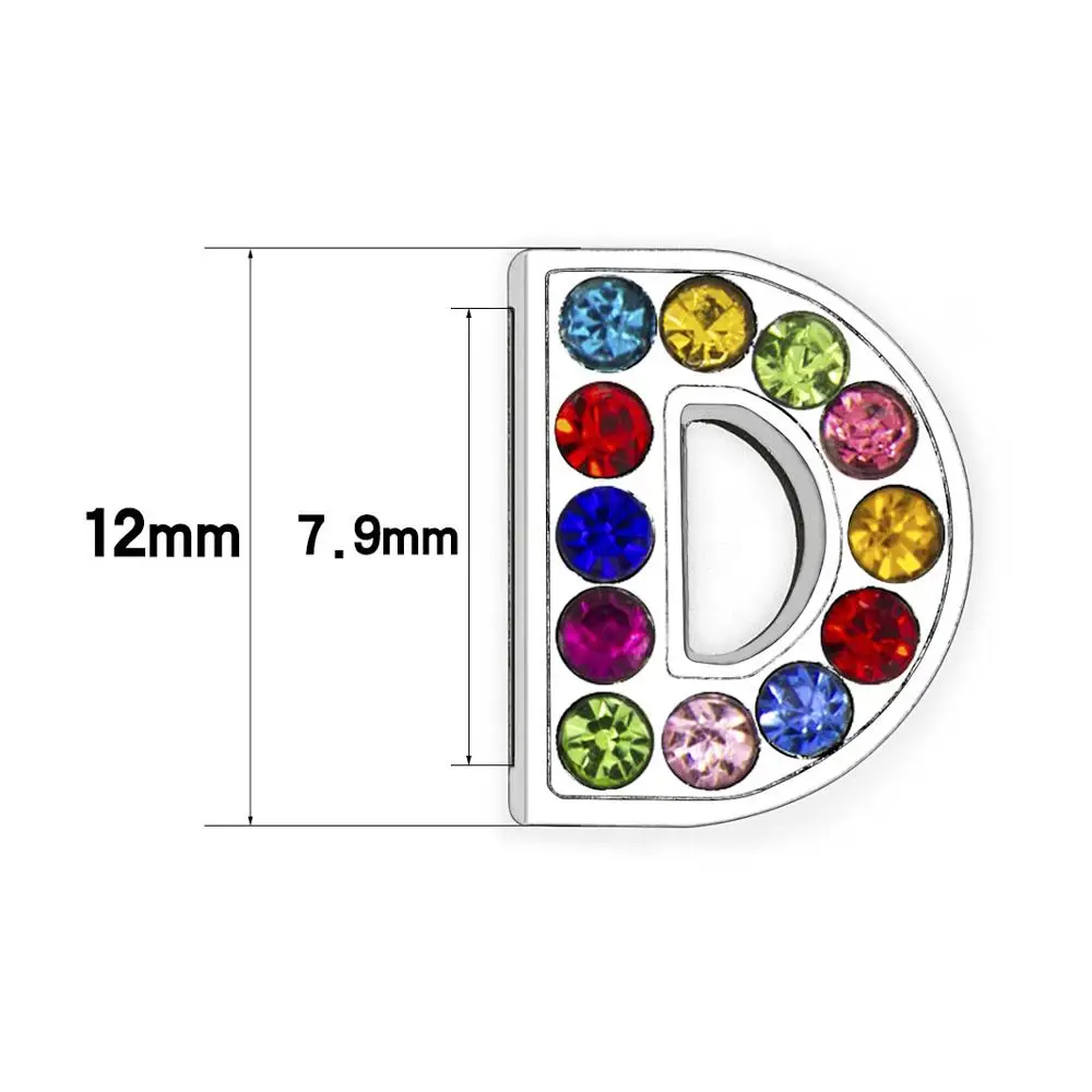 Красочная Хрустальная буква слайдер Радуга Стразы инициальный Алфавит для 8 мм