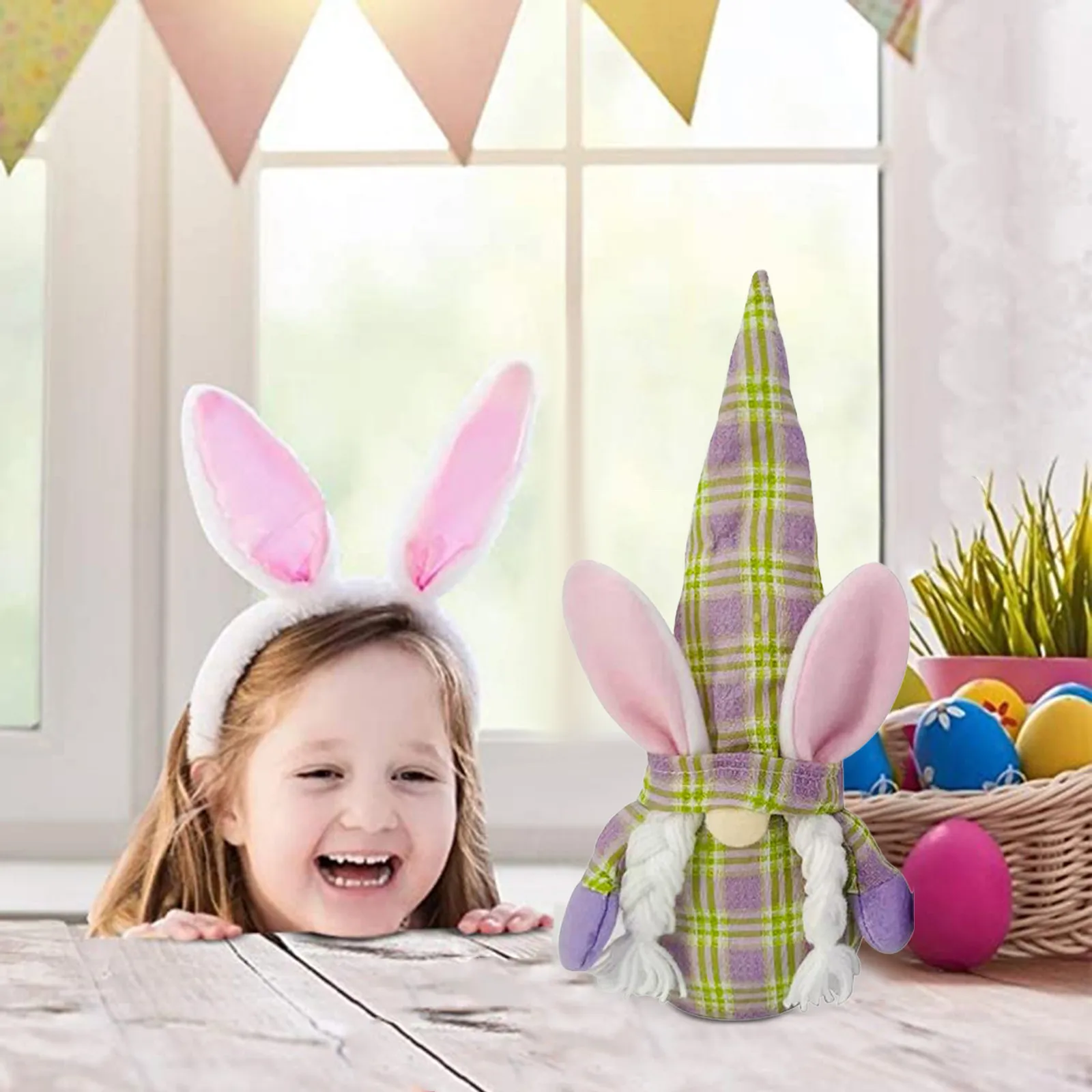 

2PC Easter Bunny Home Decor Spring Easter Collectible Figurine Gnomes Gift Room Plush Faceless Doll Decorations Present C12