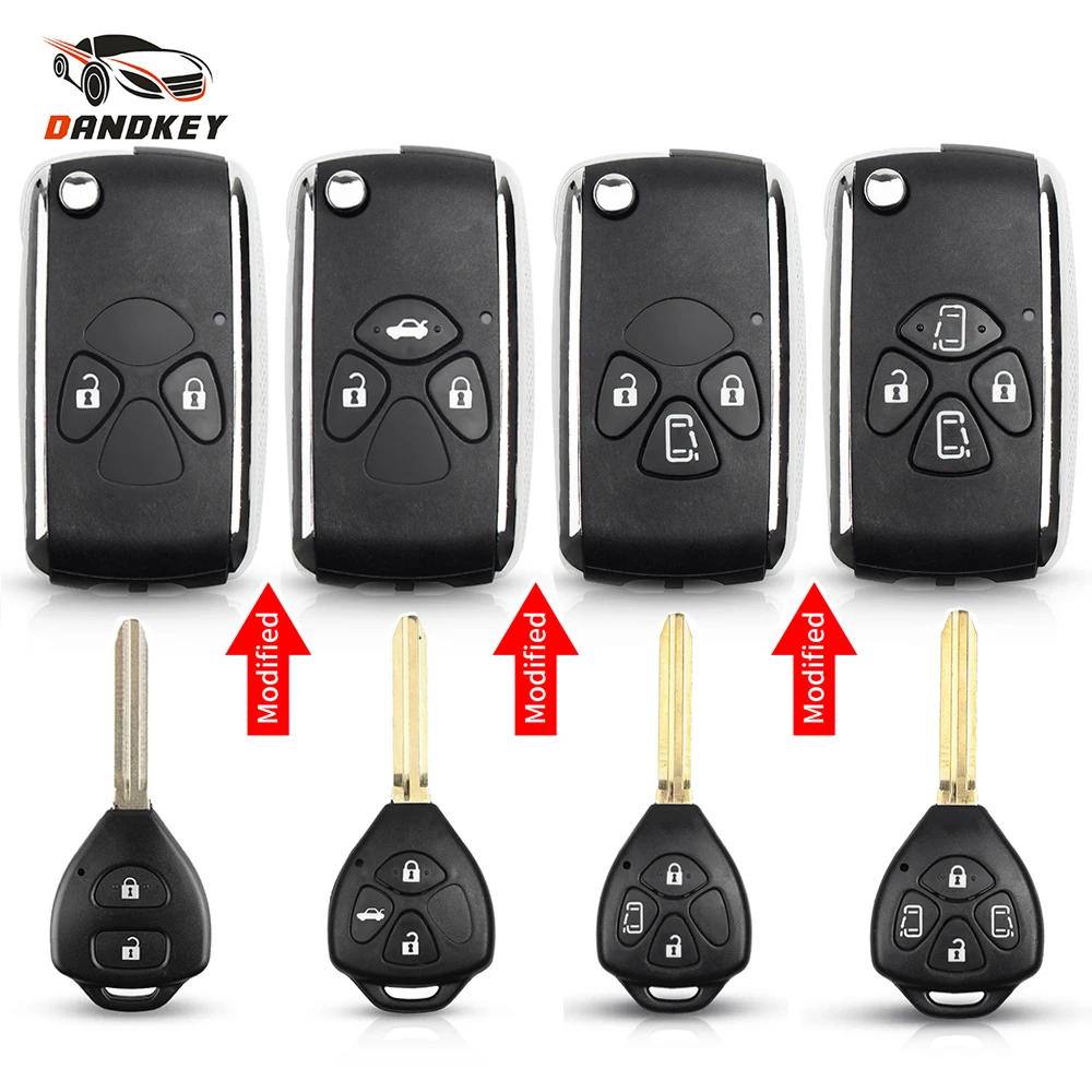 

Dandkey 2/3/4 Button Flip Modified Remote Key Shell For Toyota Corolla RAV4 Yaris Prado Camry Crown Avalon TOY43 Car Accessories