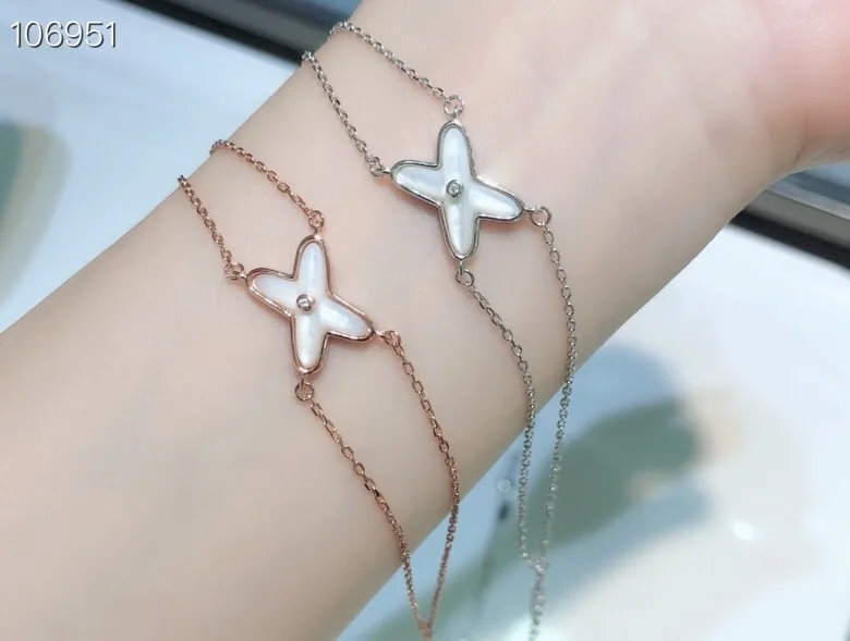 High Quality Brand Jewelry Classic White Shell Stone Bracelet S925 Sterling Silver Cross Bracelets For Women(DJ1322) | Украшения и