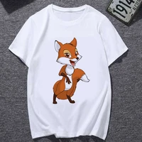 cute fox cartoon printed ladies t shirt o neck harajuku graphic t shirt short sleeve summer tshirt top fun tee t shirt
