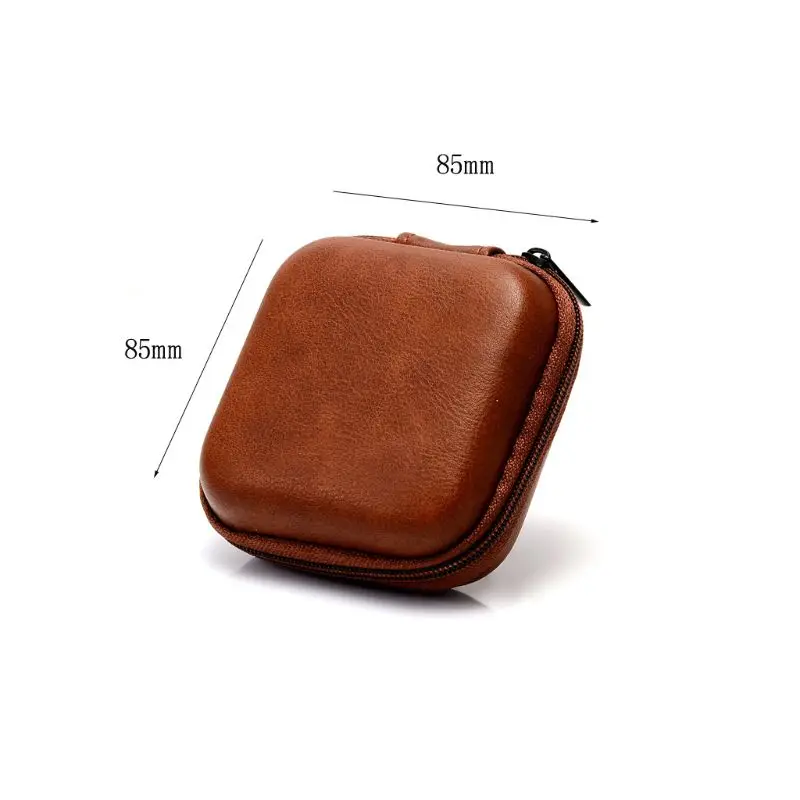 

USB Data Cable Storage Bag Leather Earphone Headset Cover Mini Zipper Pouch Box