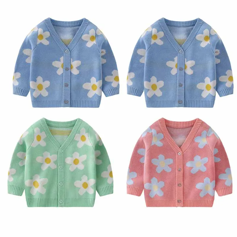 

Baby Boys Jacket Children Knitwear Flowers Jacket Girls Cardigan 2021 New Spring Autumn Baby 0-4 Years Kids Coat Infant Sweater