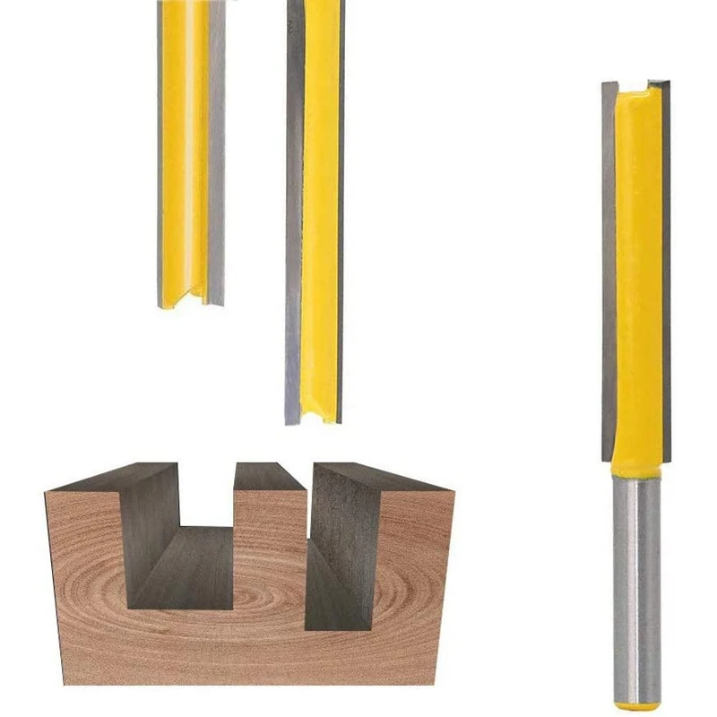 

2Pcs 1/4 Inch Shank Double Flute Straight Router Bits Tungsten Carbide Trimming Cutter Woodworking Groove Chisel Bits