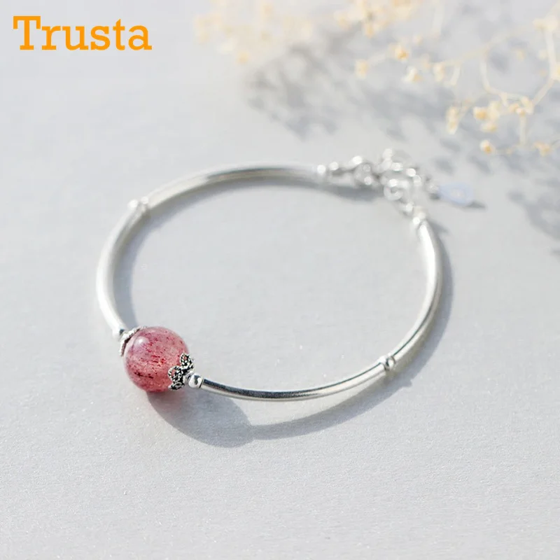 Trusta, новинка,, 925 пробы, серебряный браслет, ювелирное изделие, 9,1 г, материал, цельное серебро, простой открытый Браслет-манжета, подарок для девочек, DS1504