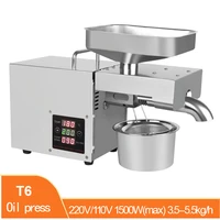 t6 household oil press intelligent temperature control stainless steel automatic coconut olive oil flaxseed oil press 110v220v