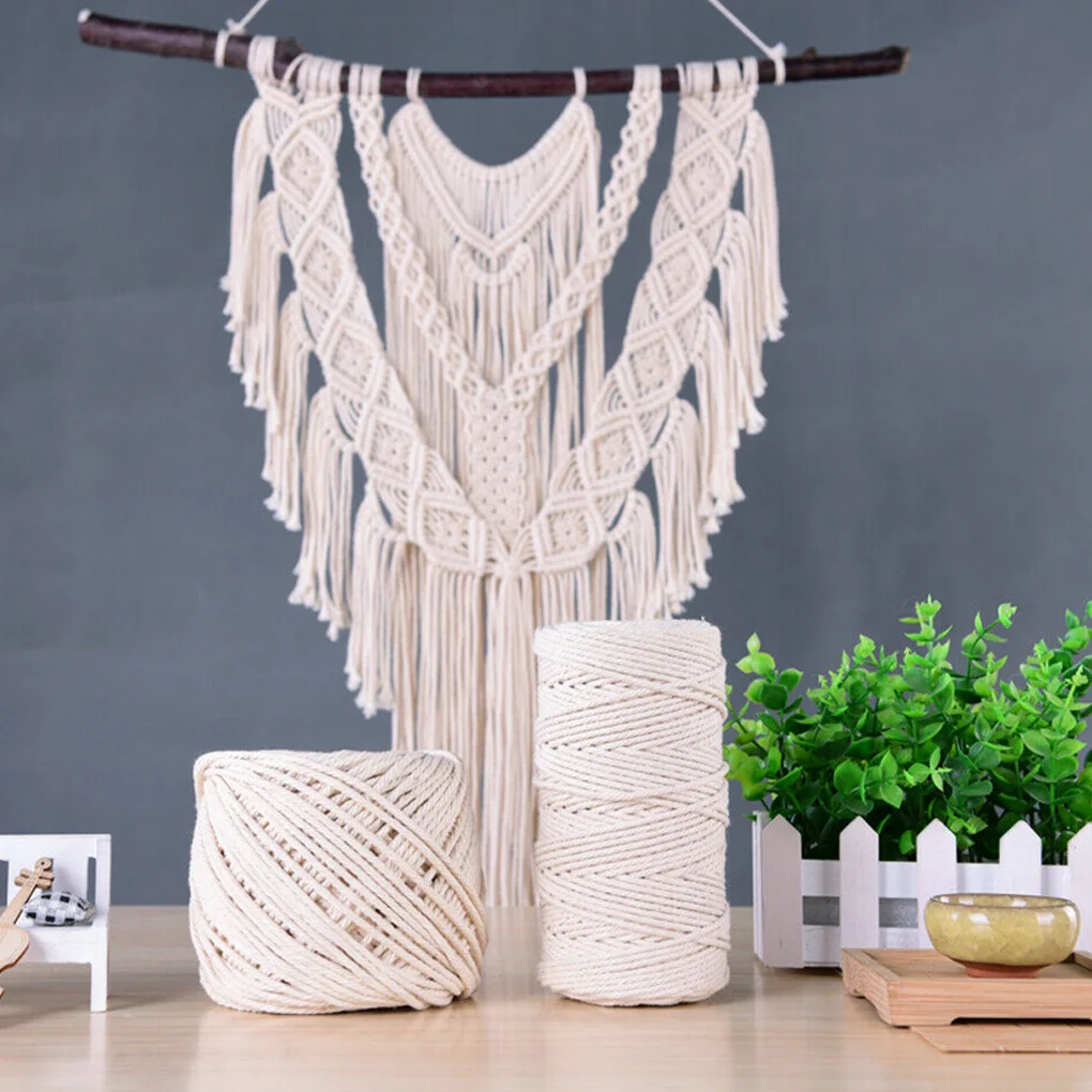 

Natural Cotton Rope Handicraft DIY Cotton Cord Weaving Crafting Braiding Rope Thread Wall Hang Decor Tapestry Make Cotton Rope