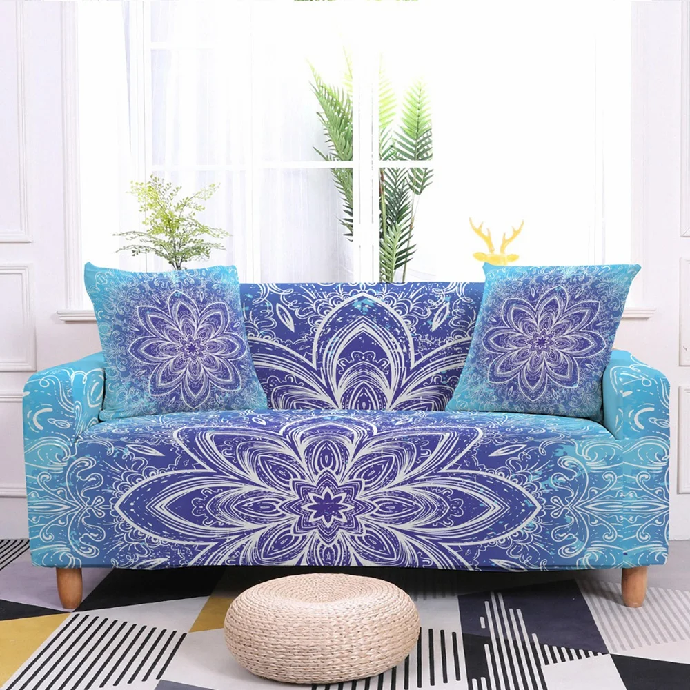 Эластичный чехол для дивана с изображением мандалы цветами богемный этнический