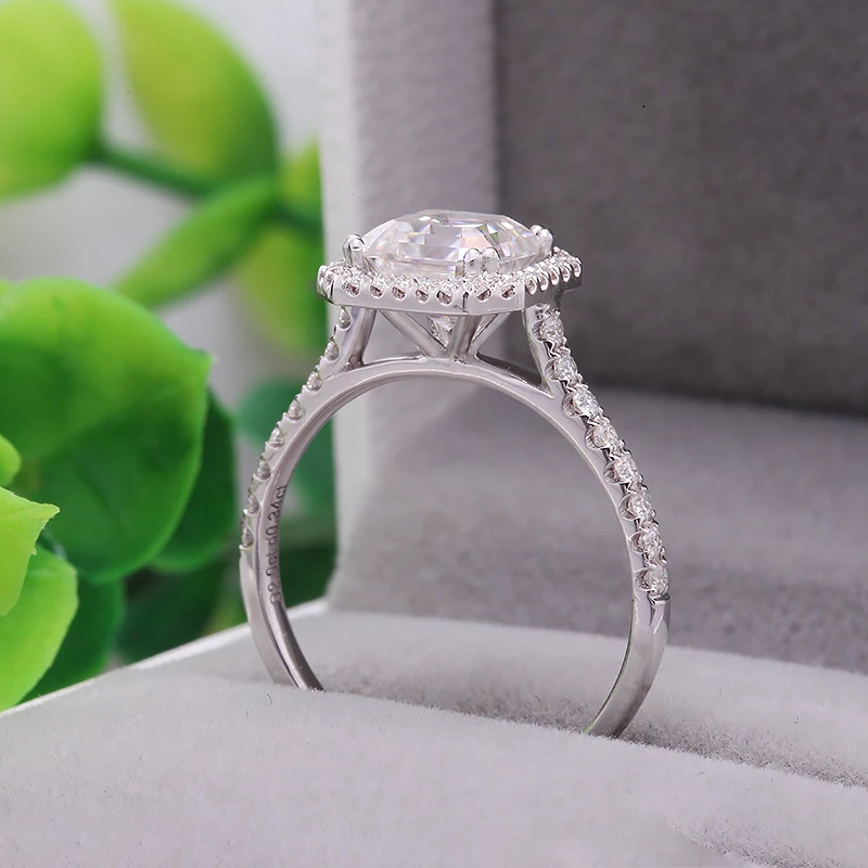 AEAW 2.0ct DEF Color VVS Asscher Cut CVD HPHT Lab Grown Diamond Engagement Band for Women Solid 14K 585 White Gold Ring With IGI