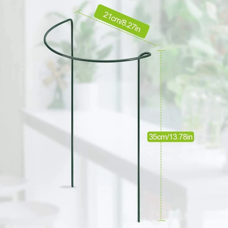 

10pcs Plant Support Stake Metal Garden Plant Stake Green Semi-Circular Plant Support Round Suitable For Potted Plants T