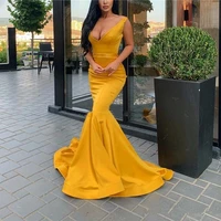 hot sale sexy mermaid evening dresses deep v neck sweep train formal prom gowns special occasion dresses sime style vestidos
