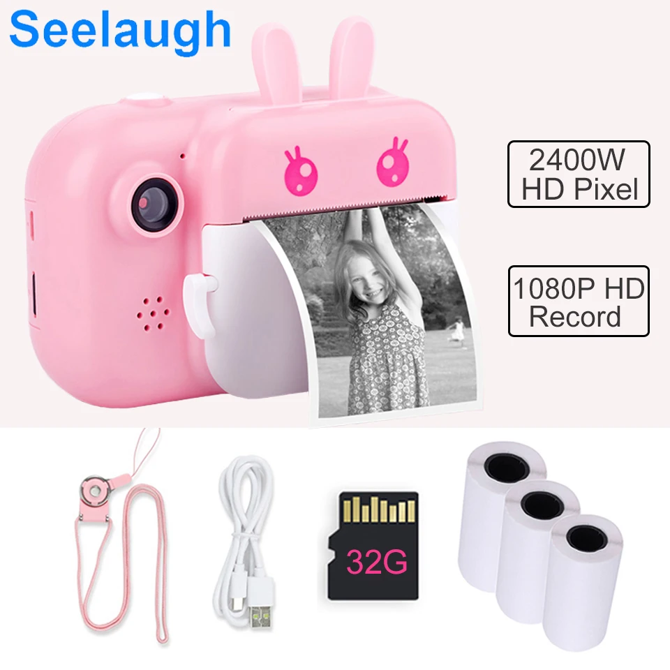 Камера для детей камера Мгновенной Печати 1080P HD с термобумажной фотобумагой