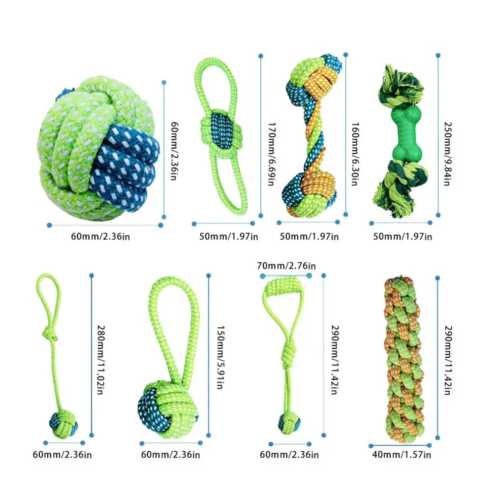 

Pet cotton rope toy supplies dog molars clean teeth colorful dog bite rope combination set bite toy