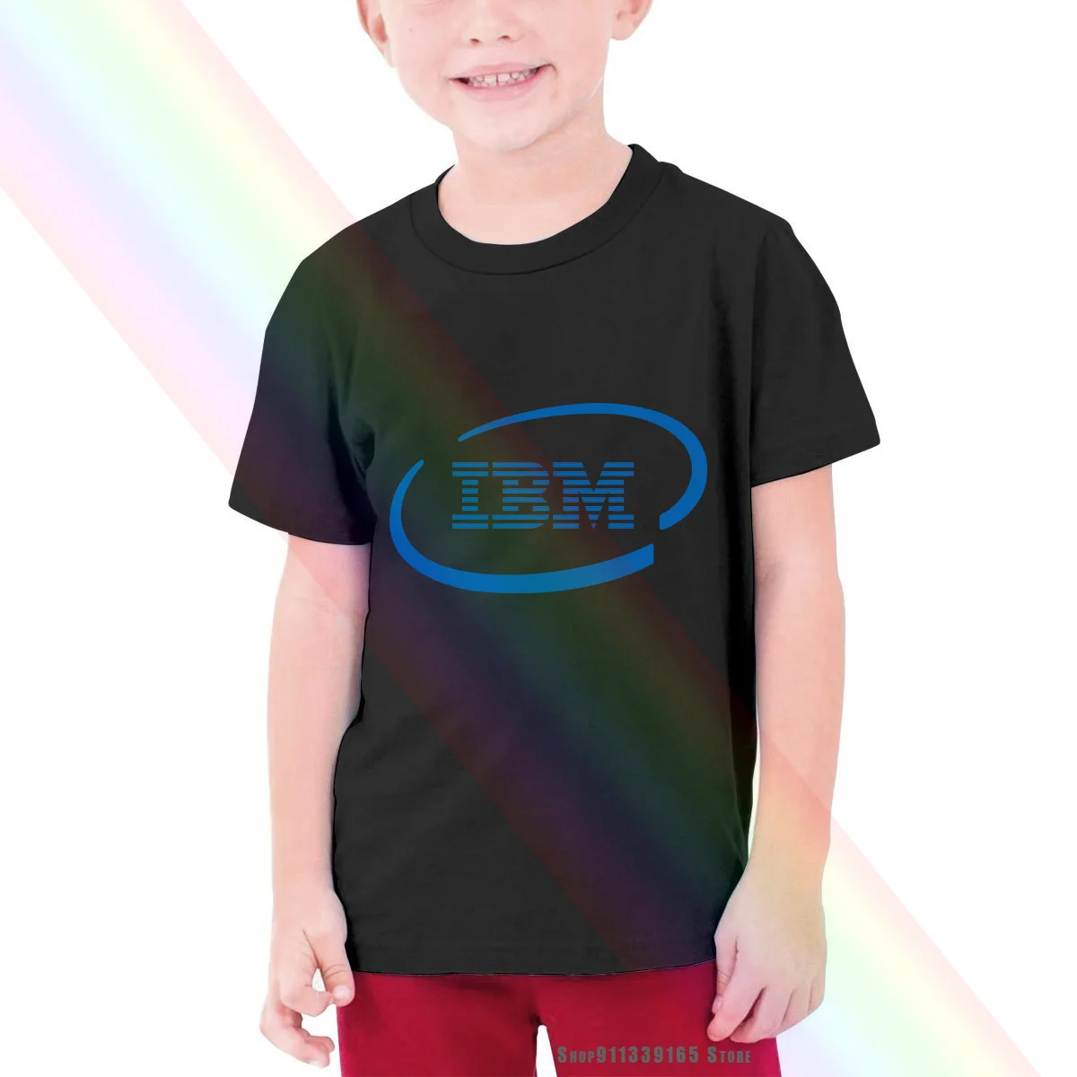 Новинка Мужская черная Детская футболка с логотипом международные бизнес машины