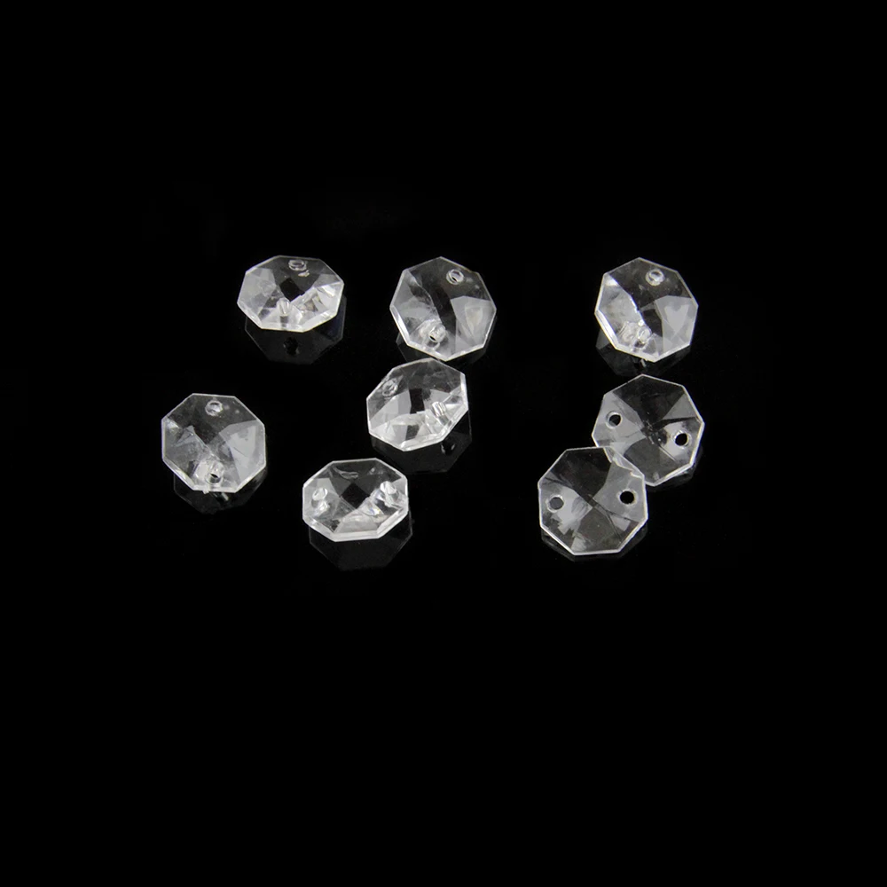 

Clear Color 14mm Acrylic Octagon Beads Chandelier Pendant Two Holes Prism Parts Decorative Lighted Beads