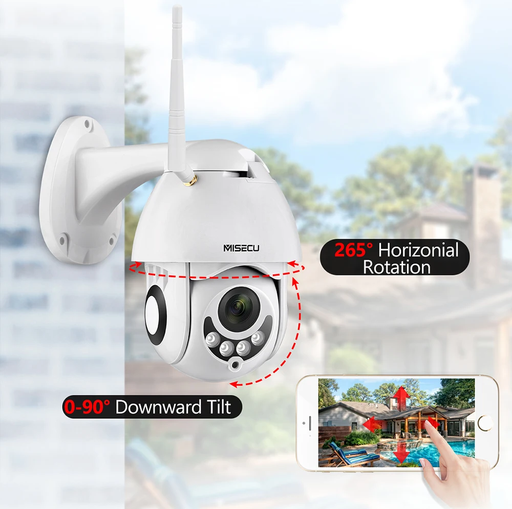MISECU PTZ Wifi Беспроводная IP камера безопасности 1080P скорость купол открытый водонепроницаемый двухстороннее аудио ночное видение CCTV наблюдения 2MP