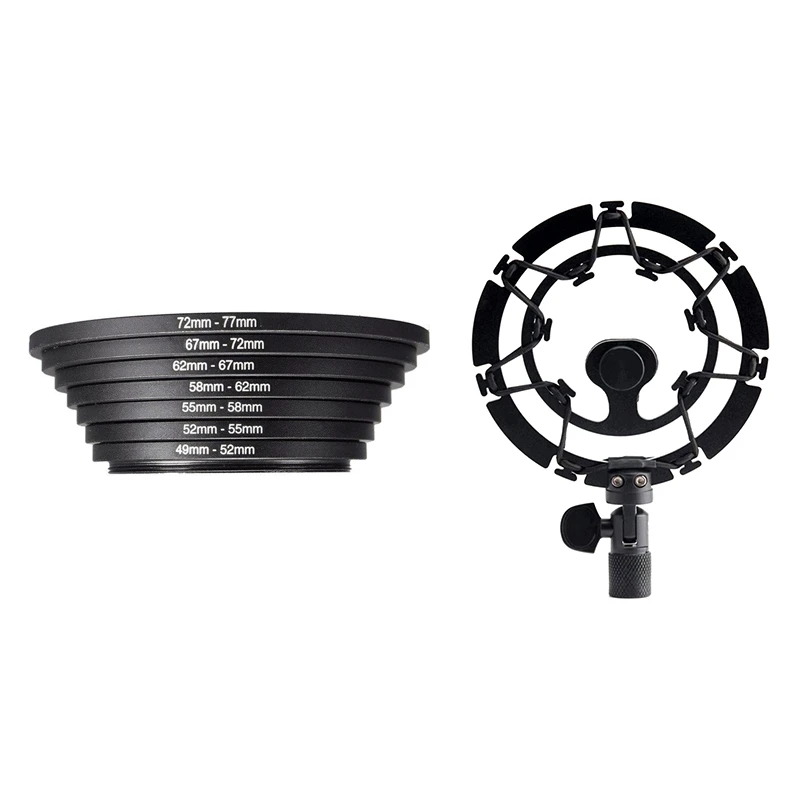 

7Pcs Photography Lens Filter Ring Adapter With Suitable For Blue Shock Mount Anti-Noise Shock Mount