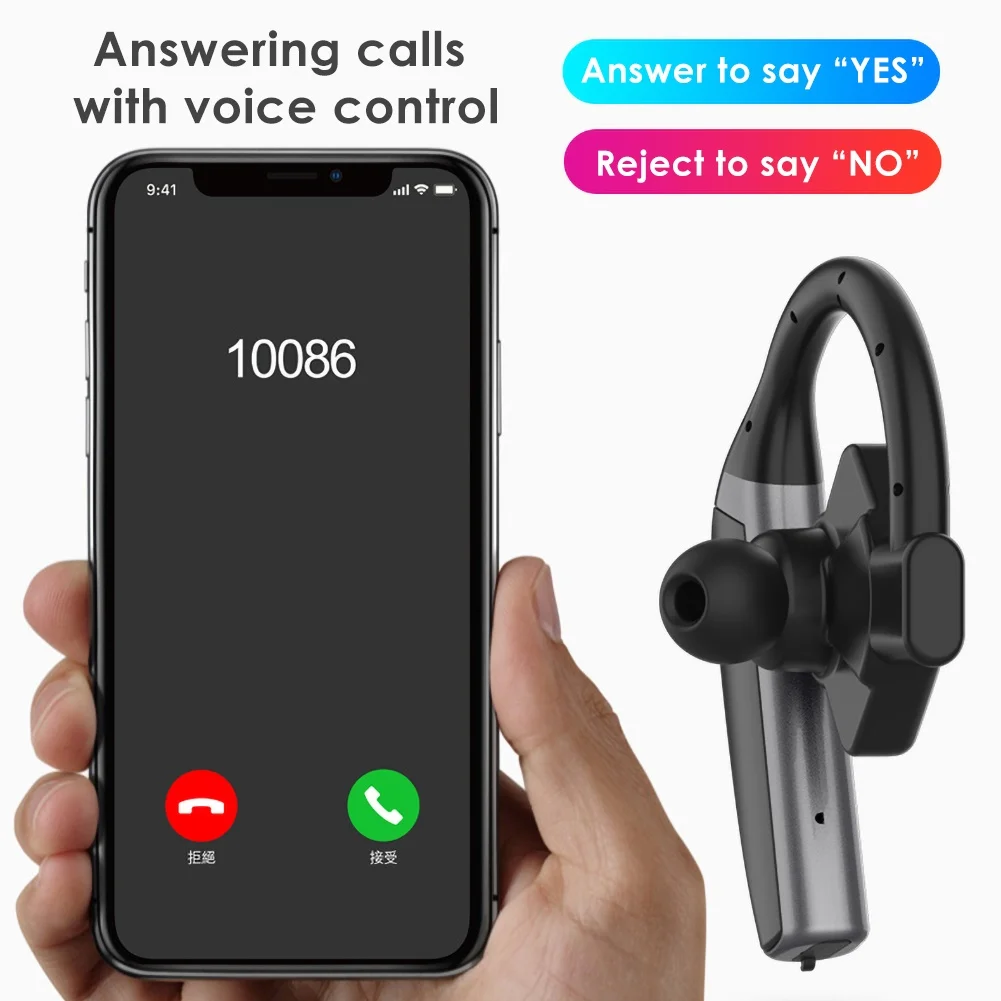 

Ear-Hook Bluetooth 5.0 Hands-Free Wireless Stereo Business Phone Number Voice Control Binaural Universal Rechargeable Headset