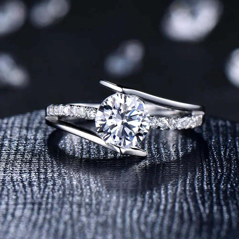 

LASAMERO, классическое минималистичное обручальное кольцо с бриллиантом 6,5 карата, с круглым вырезом мм, кольцо с муассанитом, 14K золото, полубри...