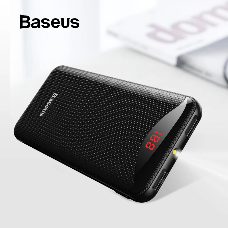 Baseus power Bank 10000 мАч с фонариком Портативный внешний аккумулятор power bank 10000 мАч USB повербанк для Xiaomi iPhone samsung