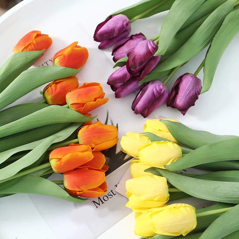 

Tulip Artificial Flower Real Touch Artificial Bouquet Fake Flower for Wedding Decoration Flowers Home Garen Decor
