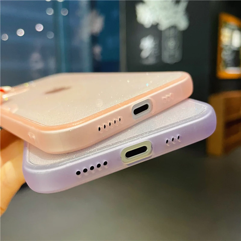 

For iPhone 12 Pro Max Cases Candy Color Glitter Phone Case For iPhone 11 Pro Max X XS XR 7 8 Plus Bumper Clear Back Cover