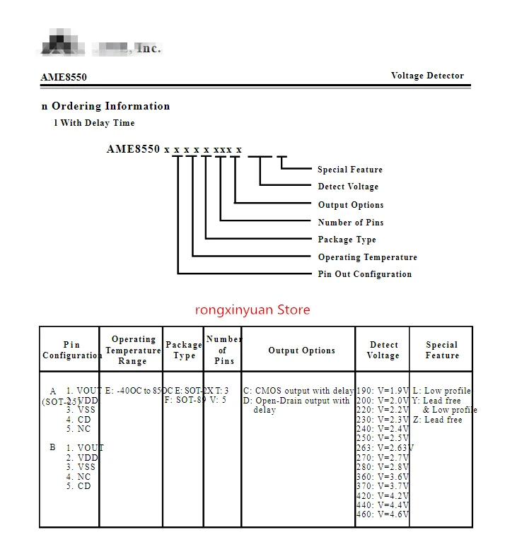3 6 новый оригинальный детектор напряжения AME8550AEEVD360Z AME8550AEEVD360 AYJww 100% в SOT-25 AME8550 |