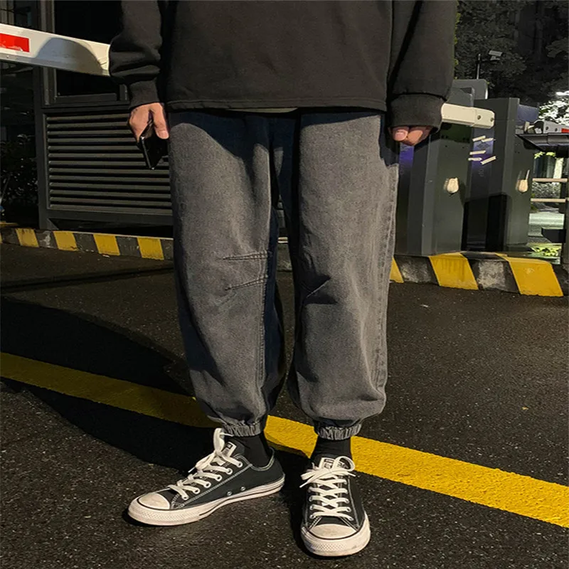 men jeans spring and autumn jeans men's Korean style loose trend wild casual beam feet pants biker jeans fashion jeans hiphop