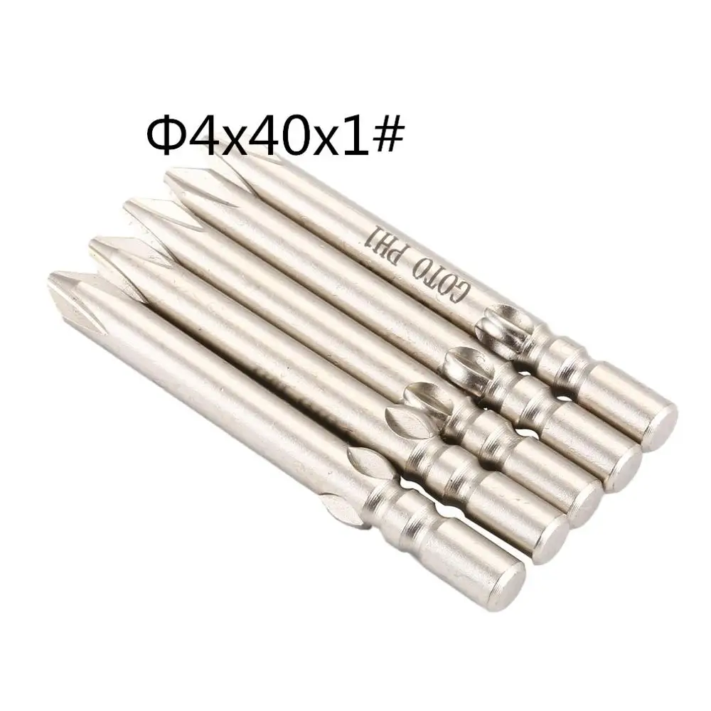 Серебристый 5Pcs S2 Steel Magnetic Precision Philips Screwdriver Bits Set Cross Tip Hex Screwdriver Screw Hand Repair Opening Tools - Цвет: Серебристый