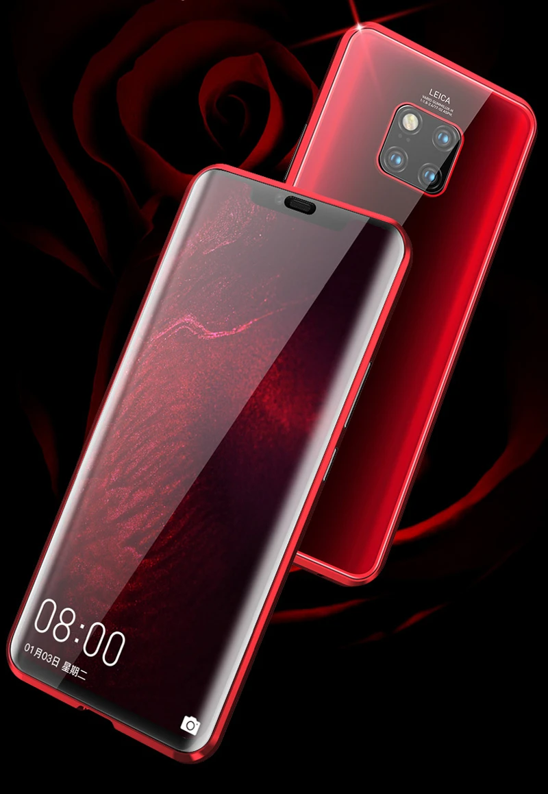 Роскошный металлический чехол с магнитным стеклом для huawei mate 20 Pro, чехол-Броня 360, защитная задняя крышка для всего тела, чехол для huawei mate 20Pro