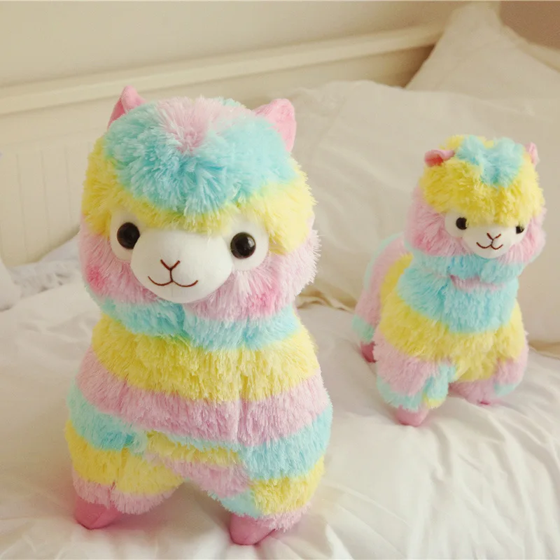 

25CM Rainbow Alpaca Plush Toy Stuffed Animals Soft Cotton Baby Toy Baby Accompany Sleep Toy Christmas Birthday Gifts