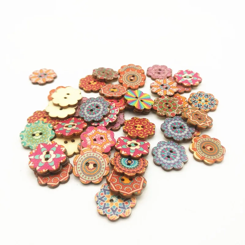 

1000pcs 20mm Natural Buttons Sewing 2 Holes Floral Flower Wood Fancy Crafts Embellishments Cardmaking Scrapbooking