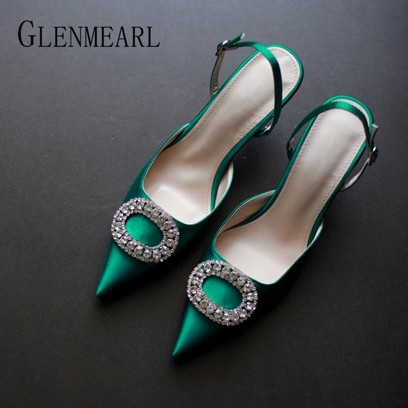 Женские туфли лодочки на высоком каблуке летние с металлической декоративной