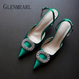 Женские туфли-лодочки на высоком каблуке, модные, с металлической декоративной пряжкой, женские свадебные туфли со стразами, платье, новинка 2021, туфли-лодочки, обувь для вечеринки