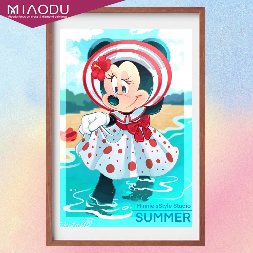 

DIY Diamond Painting Disney Minnie At Seaside In Summer Cartoons Cross Stitch Embroidery Kit Full Drill Mosaic Resin Home Decor