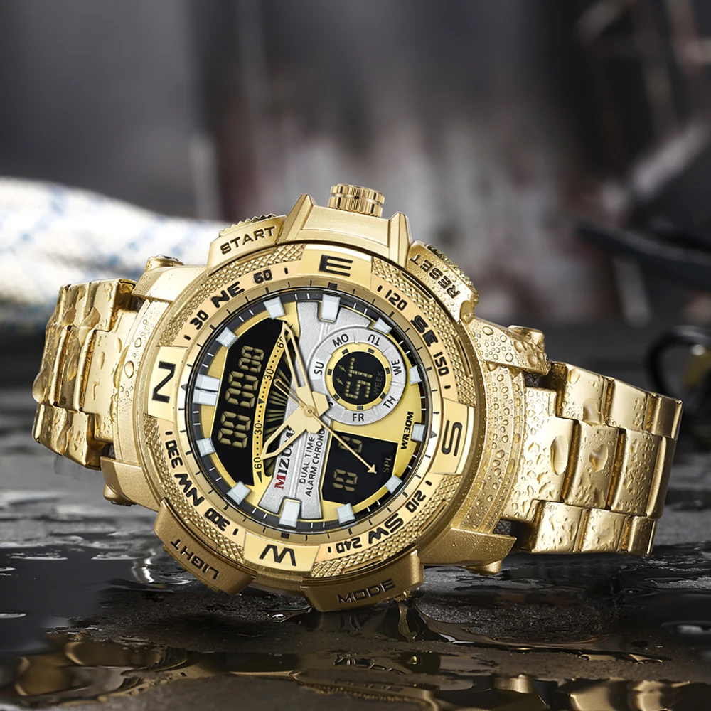 Relogio Masculino 2020 Gold Watch Men Luxury Brand Golden Military Male Waterproof Stainless Steel Digital Wristwatch | Наручные часы