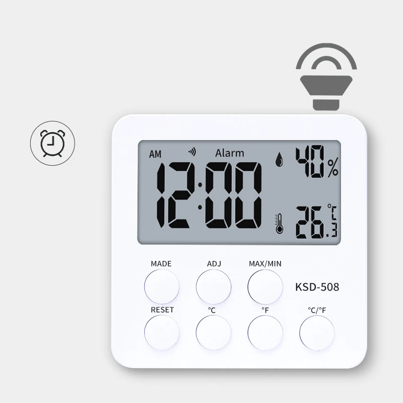 

Digital Alarm Clocks Table Clock Thermometer Hygrometer Indoor Outdoor Desk Wall Temperature Sensor Humidity Meter LED Gauge