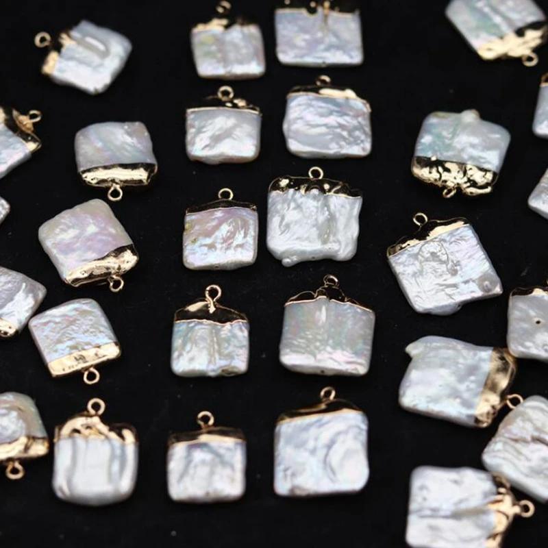 

Natural Shell Baroque Pearls Square Loose Beads Charms 5pcs/lot For DIY Handmade Jewelry Making Finding Accessories