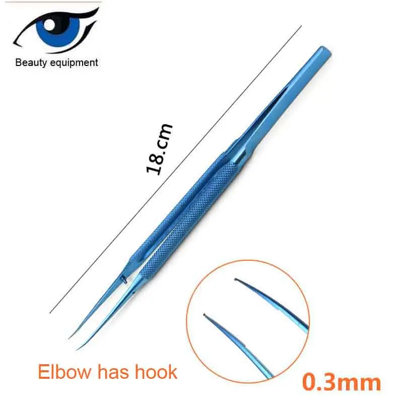 Титан сплав микроскопическая пинцет прямой локоть Угловая головка с одной