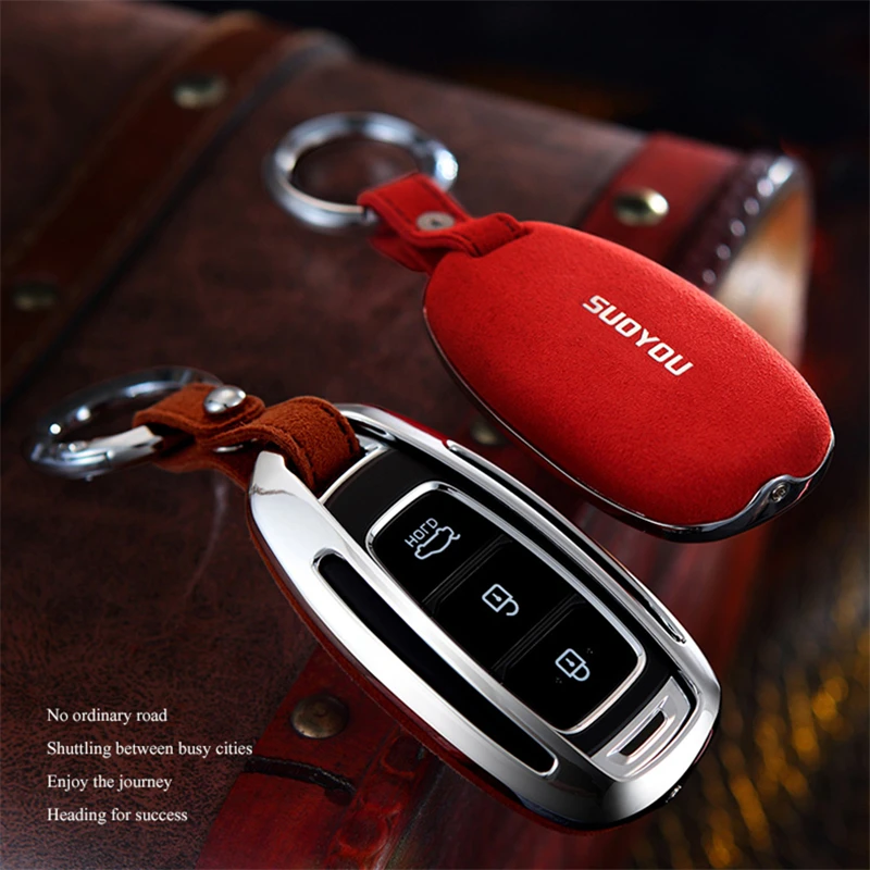 Замшевый Меховой чехол для ключей автомобиля для hyundai Santa Fe TM I30 Solaris Azera Elantra Grandeur i20 i30 i35 iX20 Verna брелок прочный