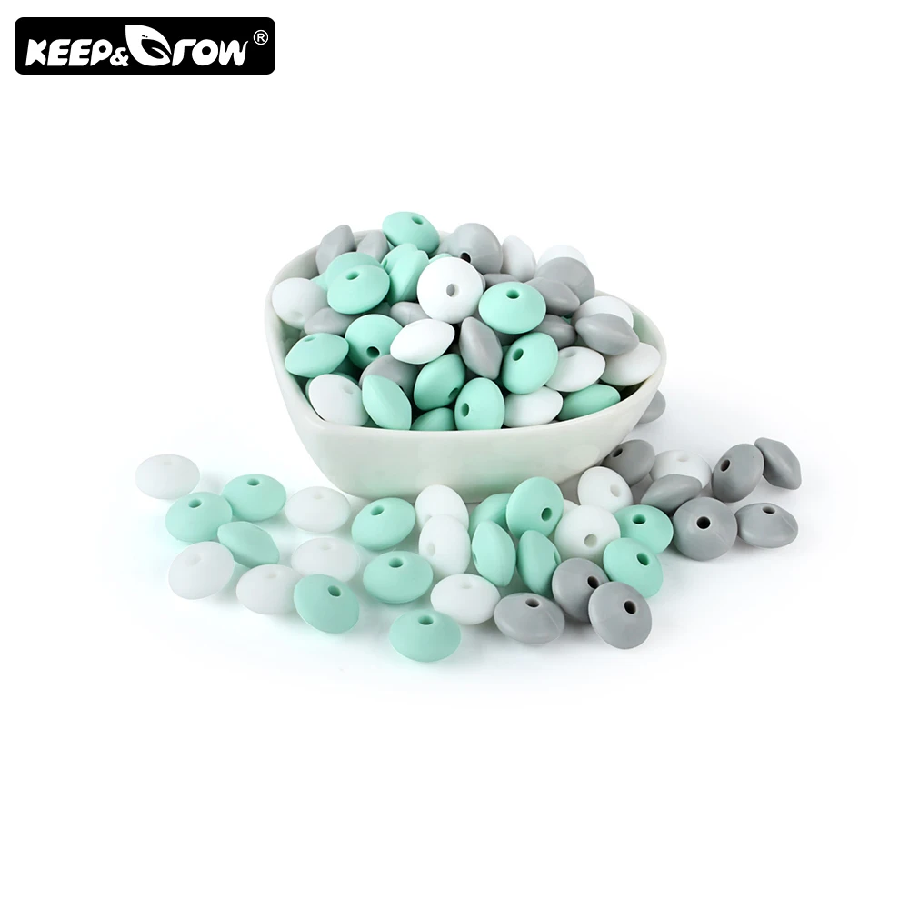 Keep&Grow 60Pcs Round Silicone Beads 12mm Baby Teethers Bead DIY Teething Necklace Lentils Pearl Products | Мать и ребенок