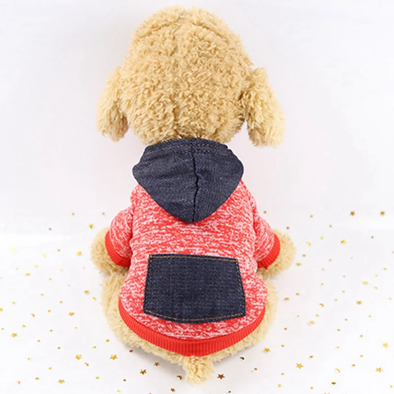 Одежда для маленьких собак зимнее теплое пальто свитер работы с нашивками