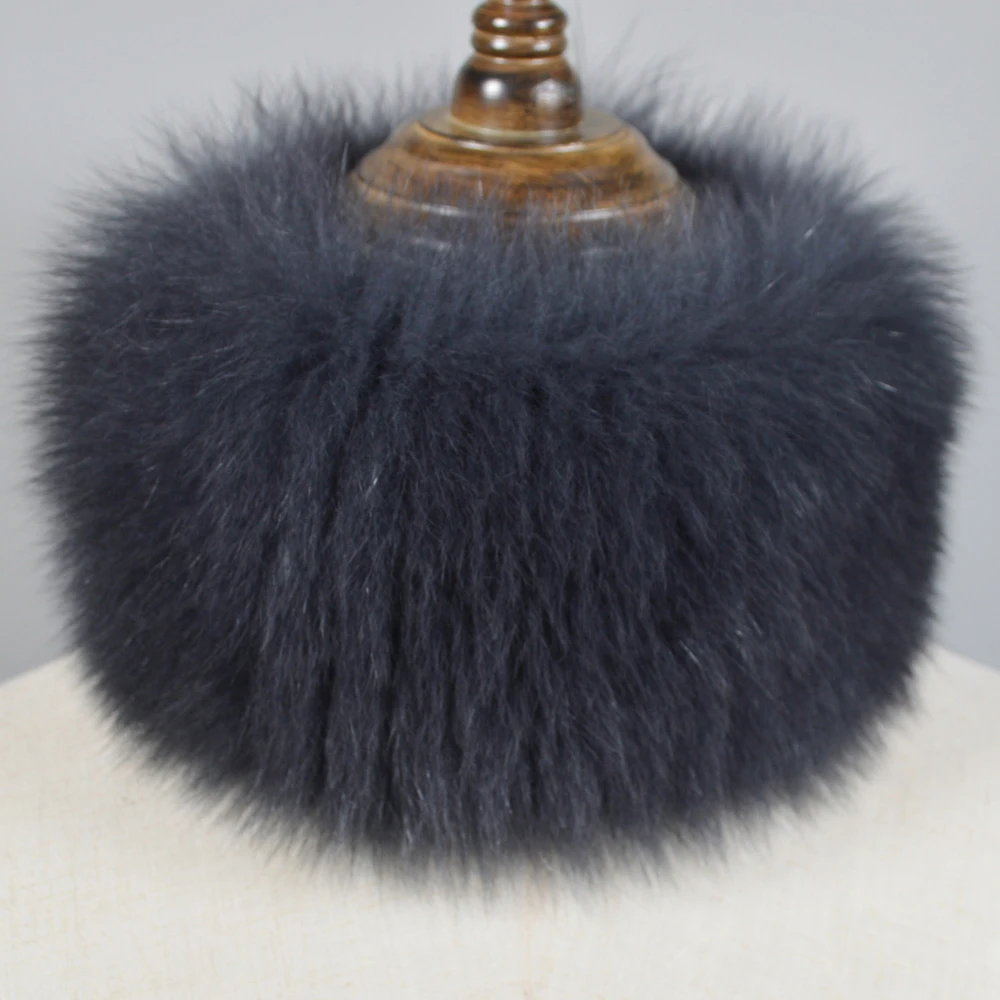 Модный женский шарф из натурального Лисьего меха 2020 теплый мягкий вязаный