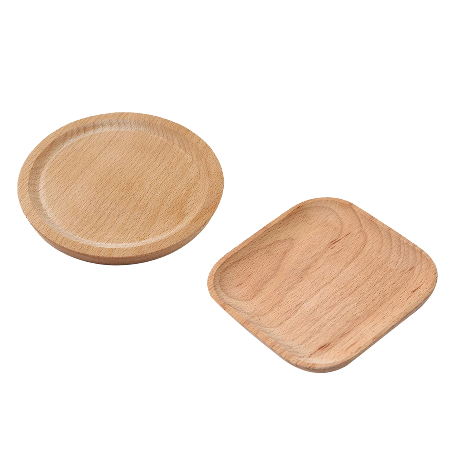 

2Pcs Solid Wood Pan Plate,Fruit Dishes Saucer Tea Tray,Dessert Dinner Plate,Tableware Set