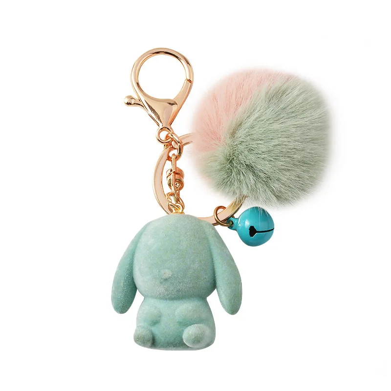 

Rabbit Keychains Fluffy Fur Ball Key Chains For Women Bags Pendant Decoration Pom Poms Keyrings Fashion Kids Easter Gifts