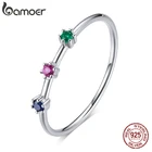 Женское кольцо с цветком bamoer, кольцо из стерлингового серебра 925 пробы с цветным цирконием, романтическое Ювелирное Украшение SCR715