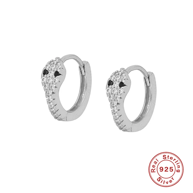 Серьги-кольца женские из серебра 925 пробы с рисунком змеи | Украшения и аксессуары