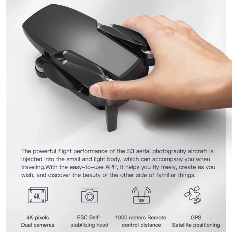 

S3 GPS Drone With Camera 4k HD 5G WiFi Brushless FPV Drone 50X Focal Length 25mins RC Distance 1km Professional RC Quadcopter