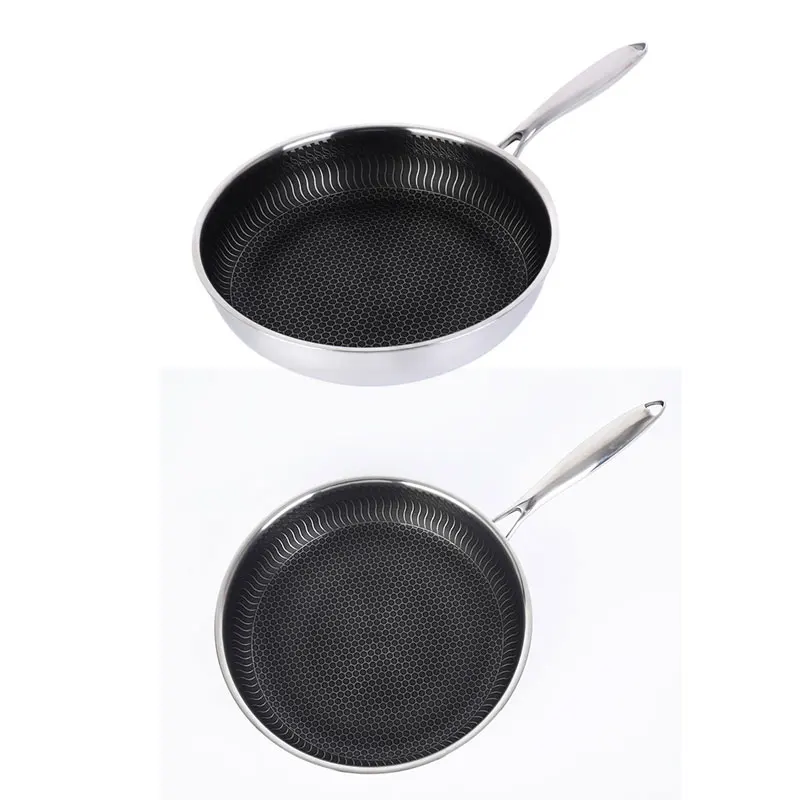 

Stainless Steel Frying Pan Non-Stick Pot Cookware Fried Steak Pot Saucepan Single-Sided Kitchenware